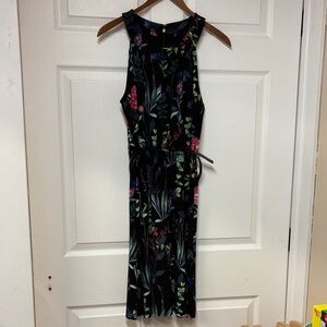 Tommy Hilfiger Black Floral Belted Halter Midi Dress - Size 6